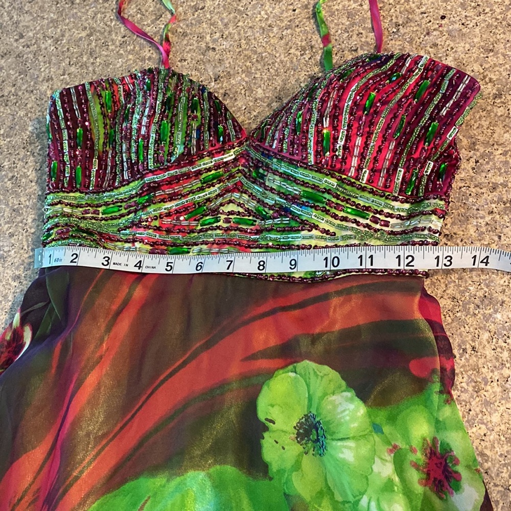 Clarisse Beaded Upper 100% Silk Shell, Prom Pageant or Evening Gown With FLAWS 4 - Picture 6 of 17